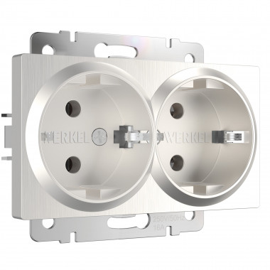 Розетка двойная с заземлением (перламутровый рифленый) W1172013 — Multielectrika