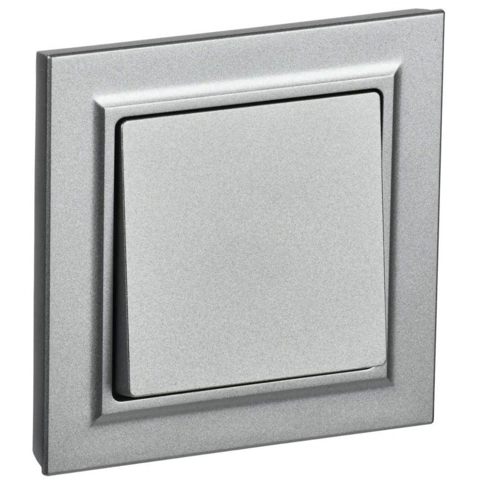 Выключатель одноклавишный 10А в сборе IEK Brite ВСР10-1-0-БрА алюминий фото 1 — Multielectrika