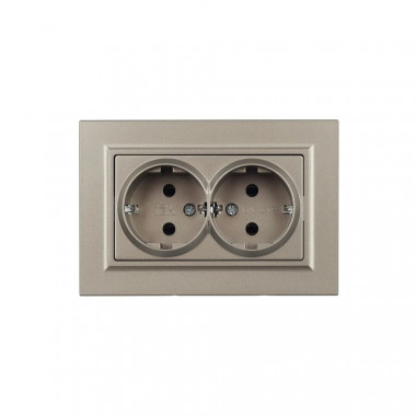 Розетка двойная с заземлением без защитных шторок 16А в сборе IEK Brite РС12-3-БрШ шампань — Multielectrika