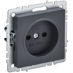 Розетка без заземления с защитными шторками 10А IEK Brite РСш10-2-БрГ графит &mdash; Multielectrika