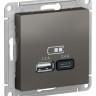 Зарядное устройство USB+Type C Schneider Electric Atlas Design сталь