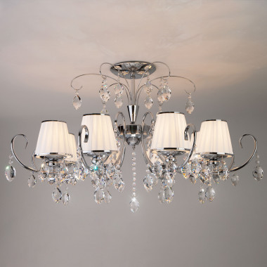 Потолочная люстра с тканевыми абажурами 10021/8 хром — Multielectrika