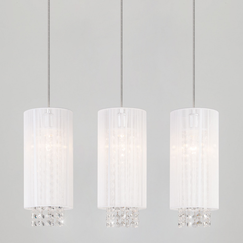 Подвесной светильник с тканевыми абажурами 1188/3 хром фото 1 &mdash; Multielectrika