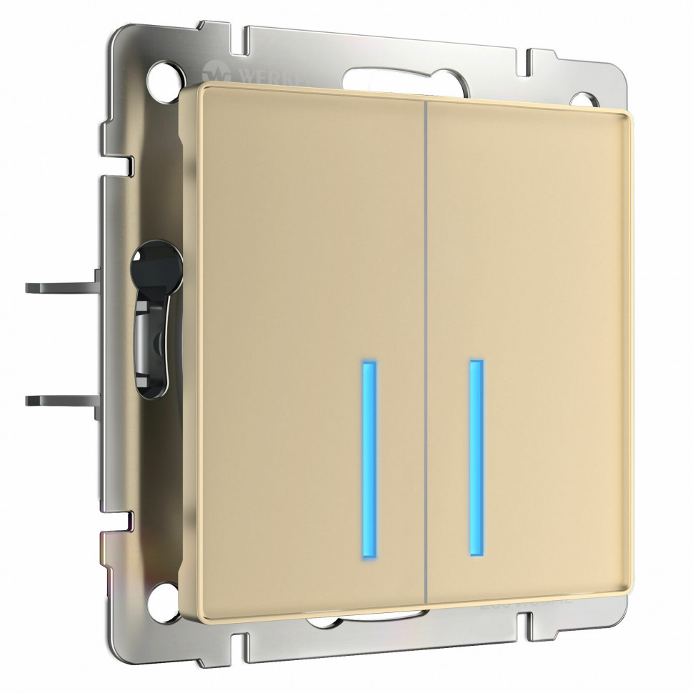 Сенсорный выключатель двухклавишный с подсветкой 1000 Вт (шампань) W4520011 фото 1 &mdash; Multielectrika