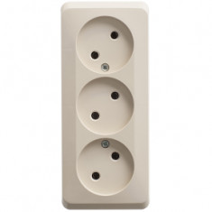 Розетка 3К без шторок 16А 250B Кремовая Schneider Electric Этюд PA16-009K &mdash; Multielectrika