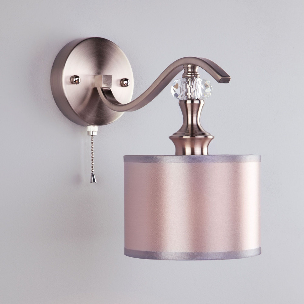 Настенный светильник с тканевым абажуром 60070/1 сатин-никель фото 1 — Multielectrika