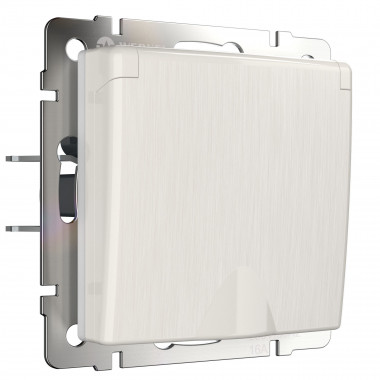 Розетка влагозащ. с зазем. с защит. крышкой и шторками перламутровый рифленый W1171213 — Multielectrika