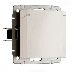 Розетка влагозащ. с зазем. с защит. крышкой и шторками N (перламутровый рифленый) W1171213 &mdash; Multielectrika