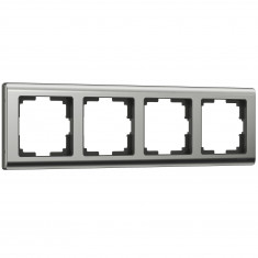 Рамка из металла на 4 поста Metallic глянцевый никель W0041602 &mdash; Multielectrika