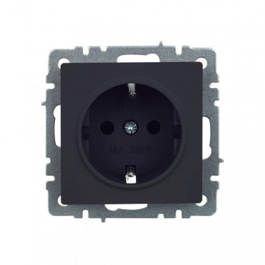 Розетка с заземлением с защитными шторками 16А IEK Brite РСР14-1-0-БрГ графит — Multielectrika