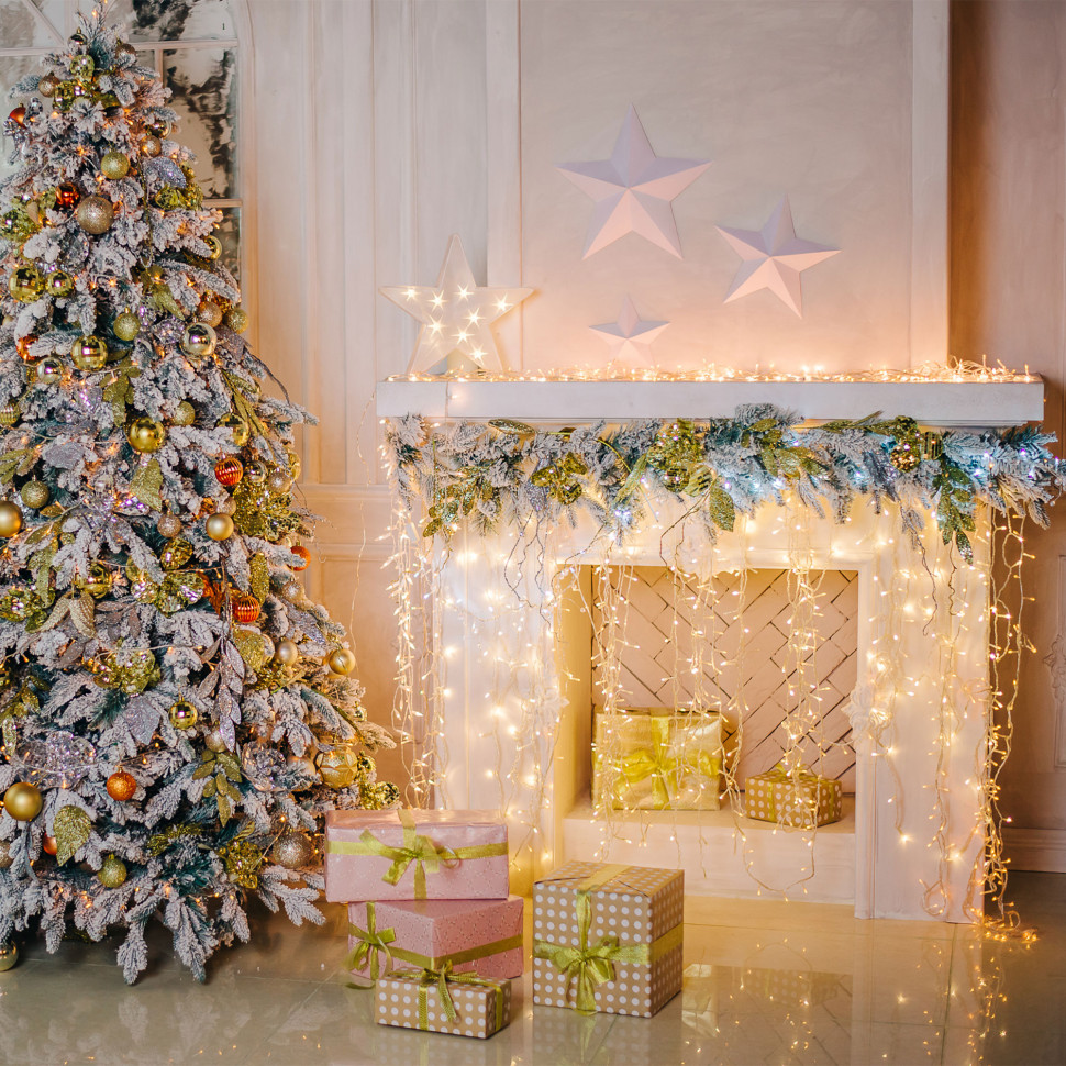 Новогодняя гирлянда бахрома белый 1,8*0,5м IP20 100-001 белый фото 1 — Multielectrika