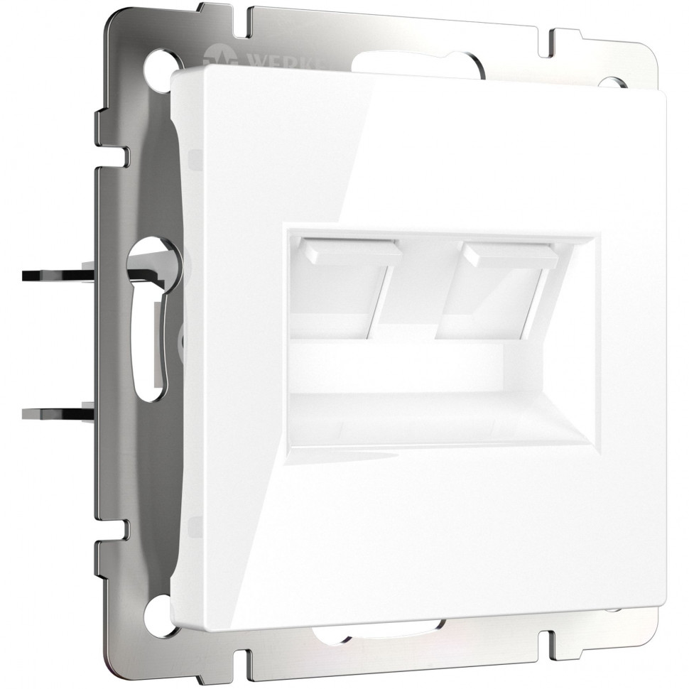 Розетка двойная Ethernet RJ-45 (белая) W1181101 фото 1 &mdash; Multielectrika