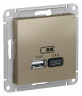 Зарядное устройство USB+Type C Schneider Electric Atlas Design шампань