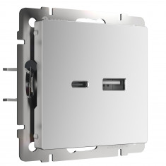 Розетка USB тип A+С (серебряный) W1171806 &mdash; Multielectrika