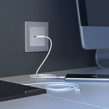 Розетка USB тип A+С (серебряный) W1171806 — Multielectrika