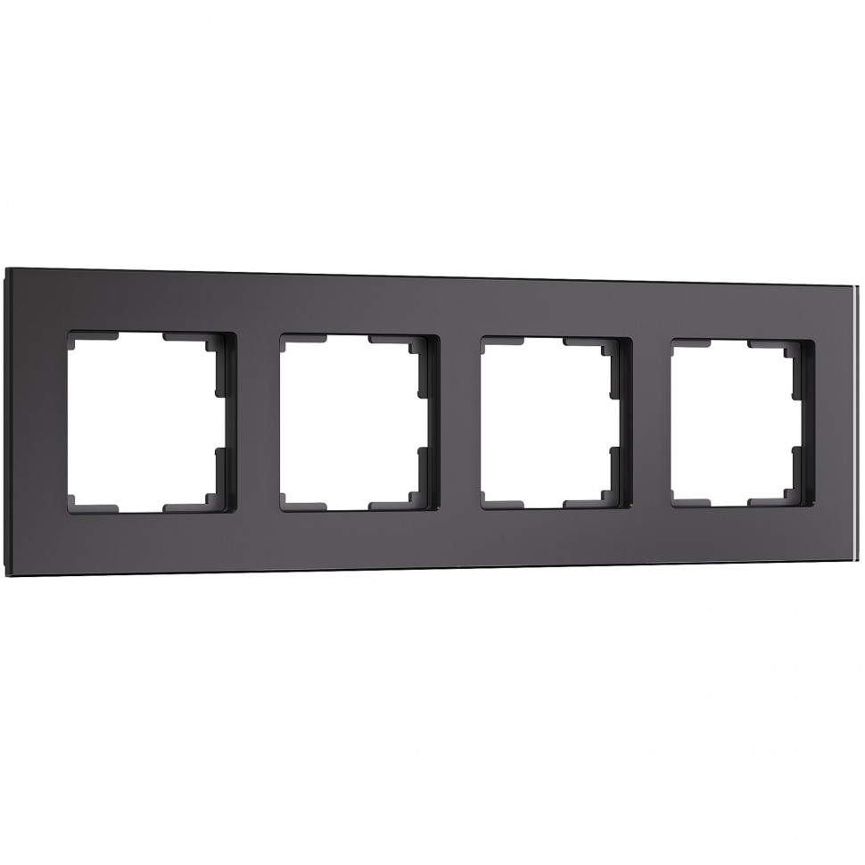 Рамка из стекла на 4 поста Senso черный soft-touch W0043108 фото 1 &mdash; Multielectrika