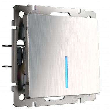 Выключатель одноклавишный с подсветкой (глянцевый никель) W1110102 — Multielectrika