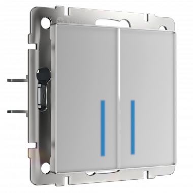 Сенсорный выключатель двухклавишный с подсветкой 1000 Вт серебряный W4520006 &mdash; Multielectrika