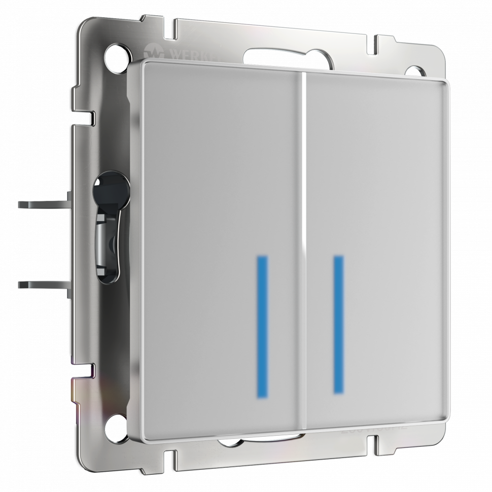 Сенсорный выключатель двухклавишный с подсветкой 1000 Вт серебряный W4520006 фото 1 &mdash; Multielectrika