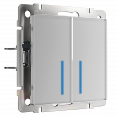 Сенсорный выключатель двухклавишный с подсветкой 1000 Вт серебряный W4520006 &mdash; Multielectrika