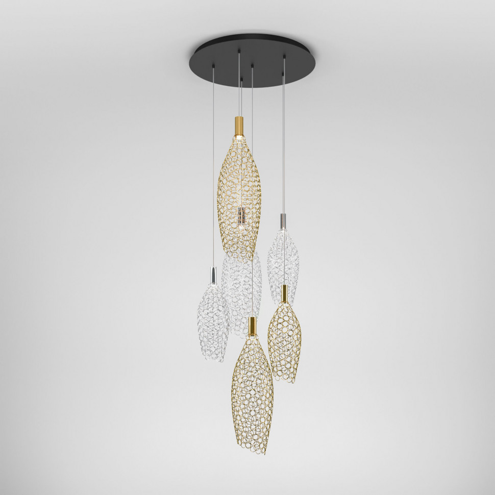 Подвесной светодиодный светильник с металлическими плафонами 90352/6 золото/хром фото 1 — Multielectrika