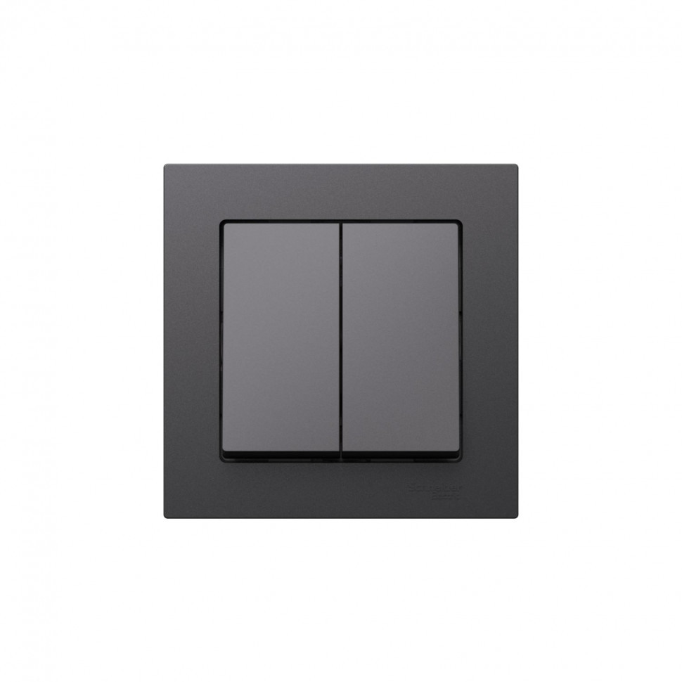 Выключатель двухклавишный Systeme Electric AtlasDesignв сборе с рамкой, 10А, базальт фото 1 — Multielectrika