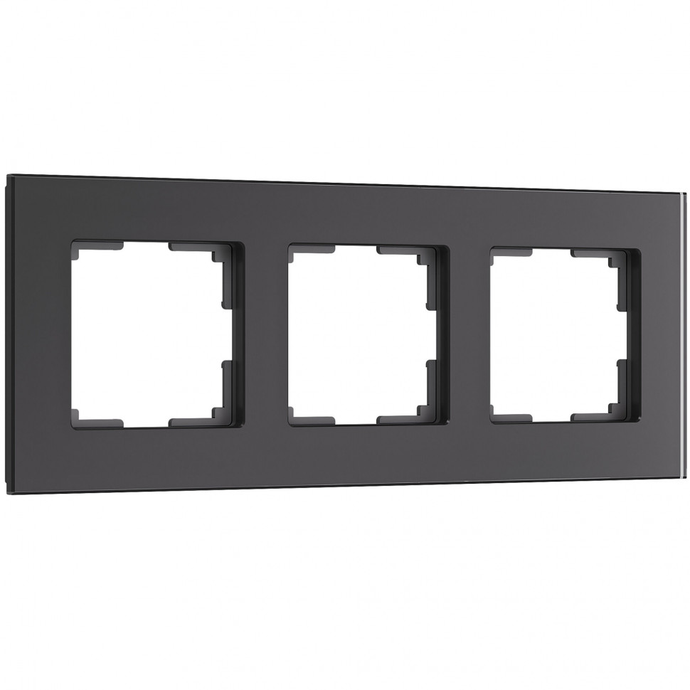 Рамка из стекла на 3 поста Senso черный soft-touch W0033108 фото 1 &mdash; Multielectrika