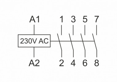 Контактор модульный (Ампер-25 / Волт-230 АС / Контакт-4NO) ST25-40 — Multielectrika