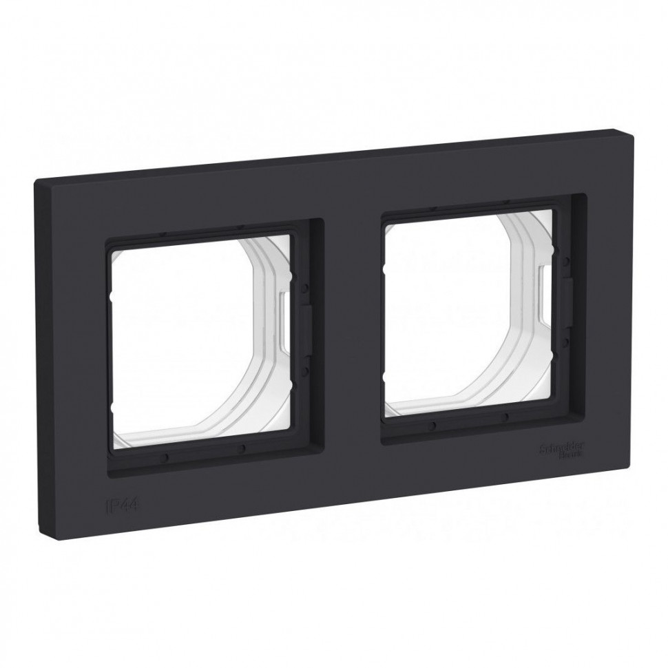 Рамка Systeme Electric AtlasDesign Aqua IP44 на 2 поста, карбон фото 1 — Multielectrika