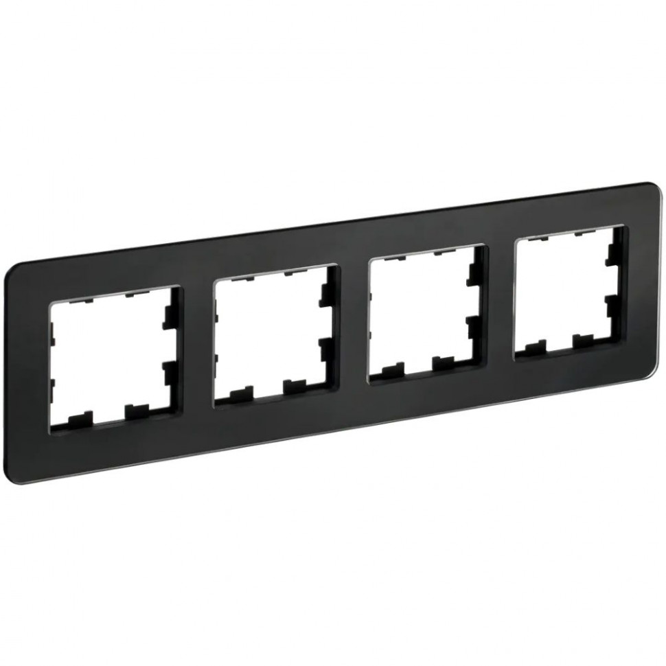 Рамка на 4 поста IEK Brite РУ-4-2-Бр стекло черный RE фото 1 — Multielectrika
