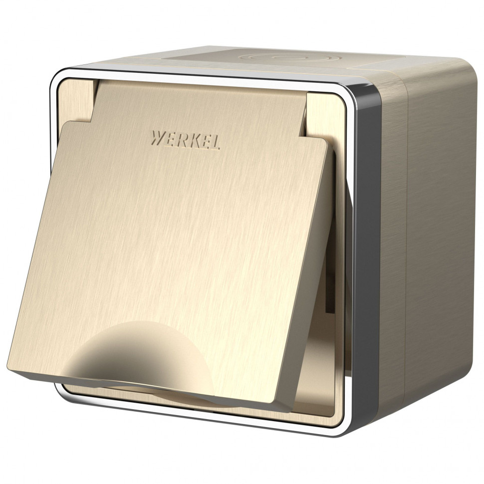 Розетка влагозащ. с зазем. с защит. крышкой и шторками Gallant шампань рифленый W5071210 фото 1 &mdash; Multielectrika