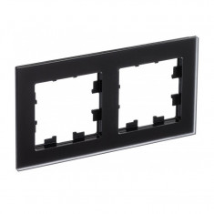 Рамка Schneider Electric Atlas Design Nature на 2 поста, матовое черное стекло &mdash; Multielectrika