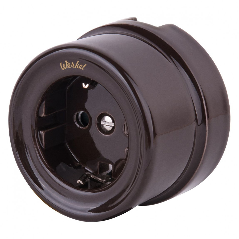 Розетка с заземлением коричневый ретро W5671014 фото 1 &mdash; Multielectrika