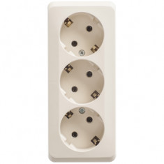 Розетка 3К+З без шторок 16А 250B Кремовая Schneider Electric Этюд PA16-011K &mdash; Multielectrika