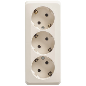 Розетка 3К+З без шторок 16А 250B Кремовая Schneider Electric Этюд PA16-011K — Multielectrika