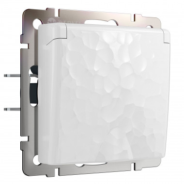 Розетка влагозащ. с зазем. с защит. крышкой и шторками (Hammer белый) W1271201 — Multielectrika