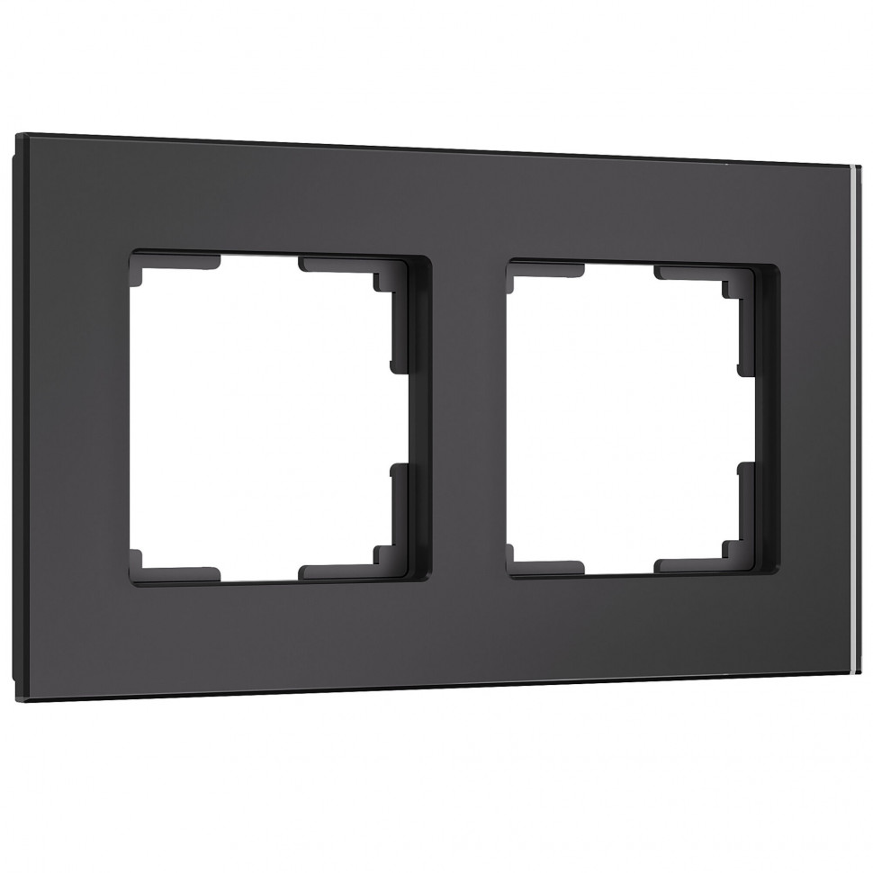 Рамка из стекла на 2 поста Senso черный soft-touch W0023108 фото 1 &mdash; Multielectrika