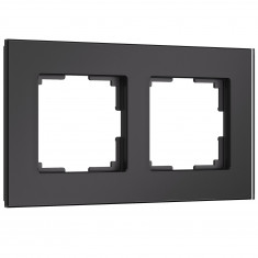 Рамка из стекла на 2 поста Senso черный soft-touch W0023108 &mdash; Multielectrika
