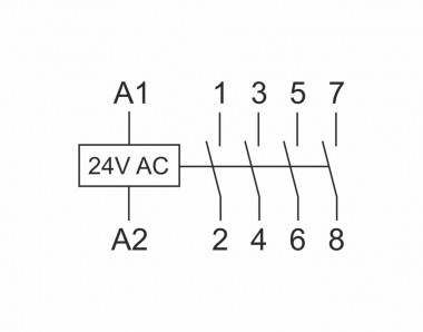Контактор модульный (Ампер-25 / Волт-24 АС / Контакт-4NO) ST25-40/24 — Multielectrika