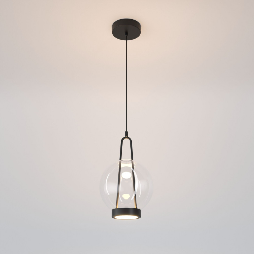 Подвесной светодиодный светильник со стеклянным плафоном 50267/1 LED черный фото 1 — Multielectrika