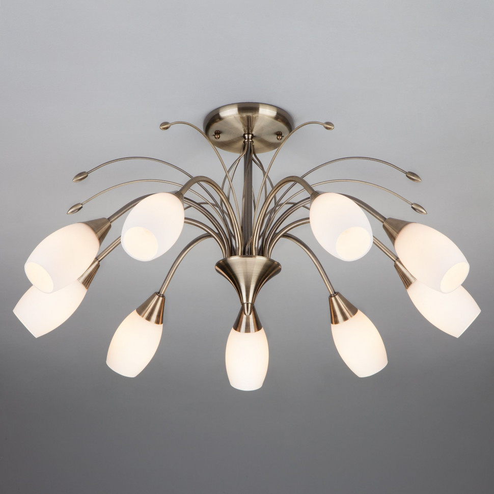 Потолочная люстра со стеклянными плафонами 22080/9 античная бронза фото 1 &mdash; Multielectrika