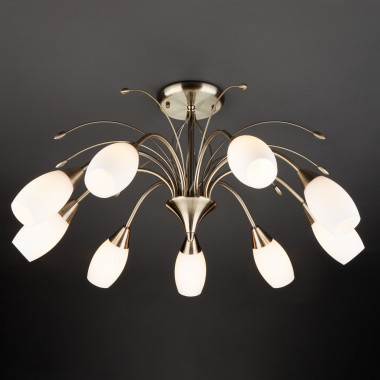 Потолочная люстра со стеклянными плафонами 22080/9 античная бронза — Multielectrika