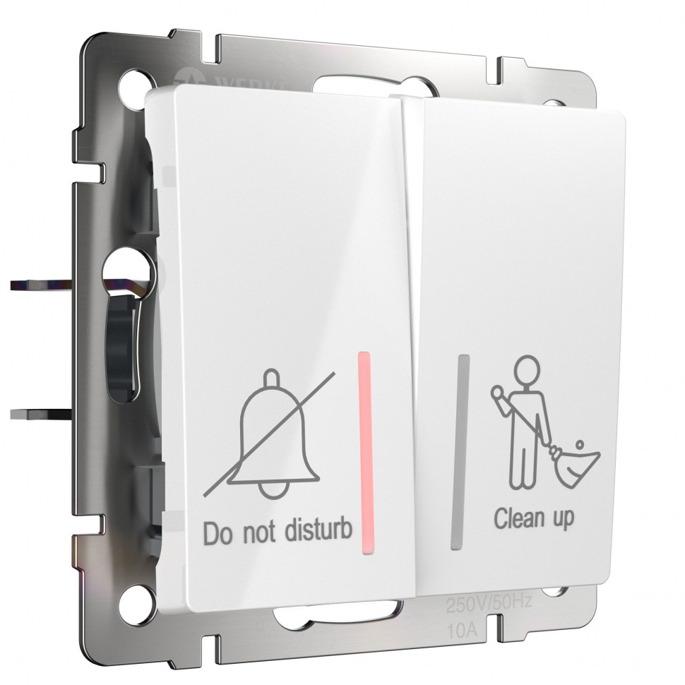 Выключатель двухклавишный для отелей (белый) W1120801 фото 1 &mdash; Multielectrika