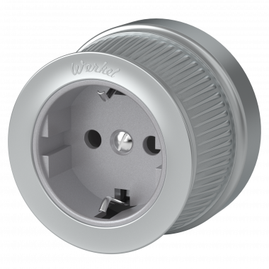 Розетка с заземлением матовый хром ретро WL19-10-01 — Multielectrika