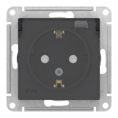 Розетка силовая Systeme Electric AtlasDesign Aqua IP44 со шторками и крышкой, карбон &mdash; Multielectrika