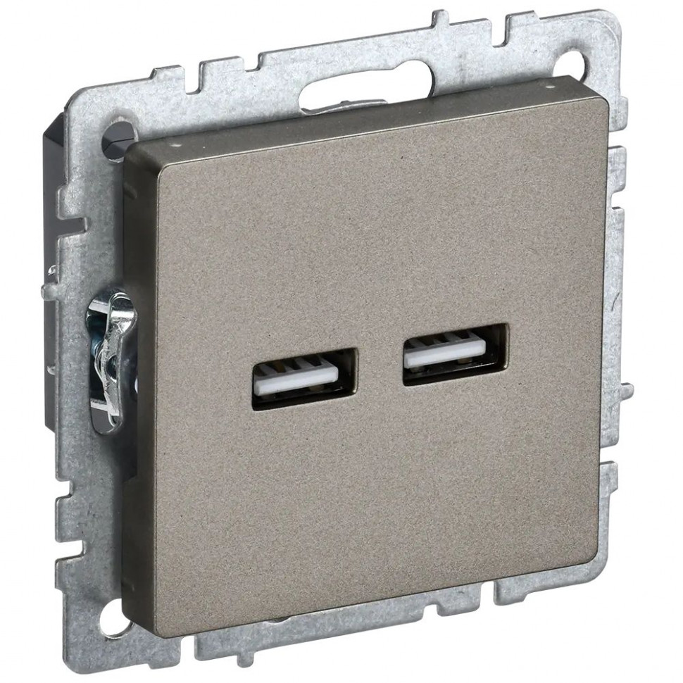 Розетка USB A+A 5В 3,1А IEK Brite РЮ10-1-БрШ шампань фото 1 — Multielectrika