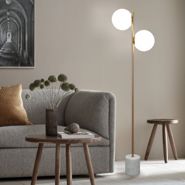 Напольный светильник со стеклянным плафоном 01158/2 латунь — Multielectrika