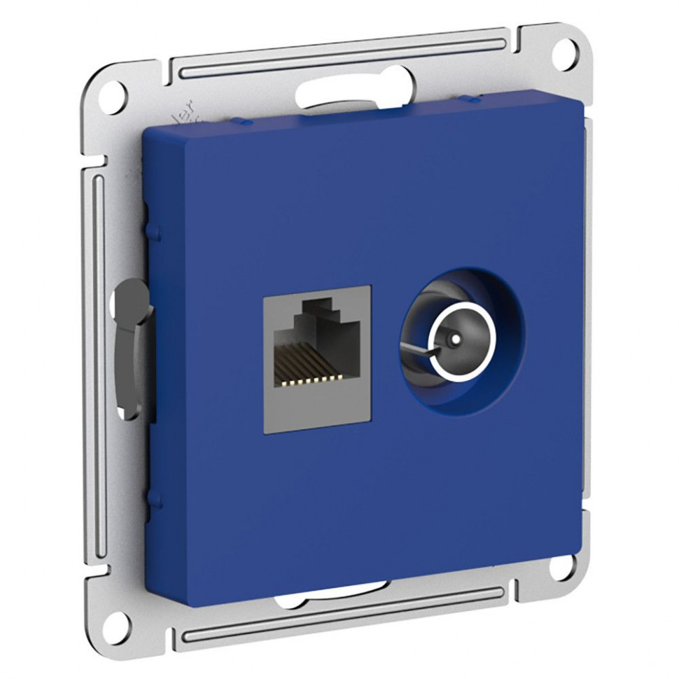 Розетка TV+RJ-45 Systeme Electric AtlasDesign кат. 5E, аквамарин фото 1 — Multielectrika