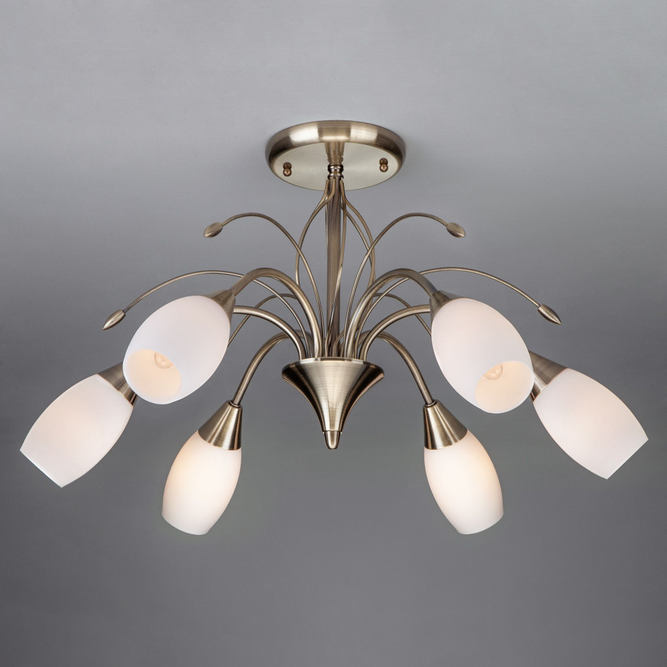 Потолочная люстра со стеклянными плафонами 22080/6 античная бронза фото 1 &mdash; Multielectrika