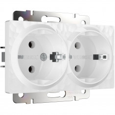 Розетка двойная с заземлением (Hammer белый) W1272001 &mdash; Multielectrika